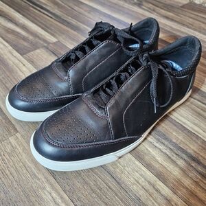 Travis Mathew Black Leather Sneakers, Men's Size 10